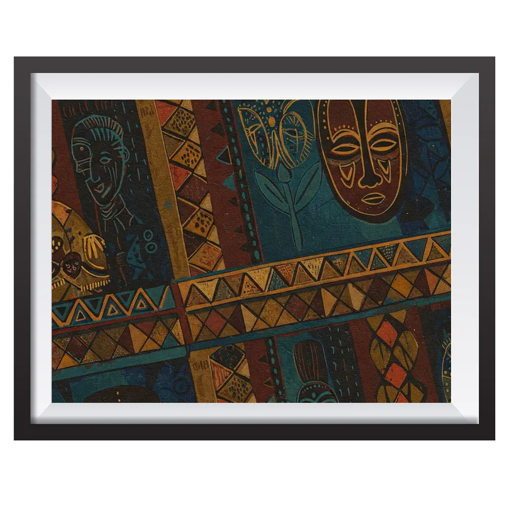 Retrato de Texturas e Totens Africanos 115 x 80 cm - quadro digital